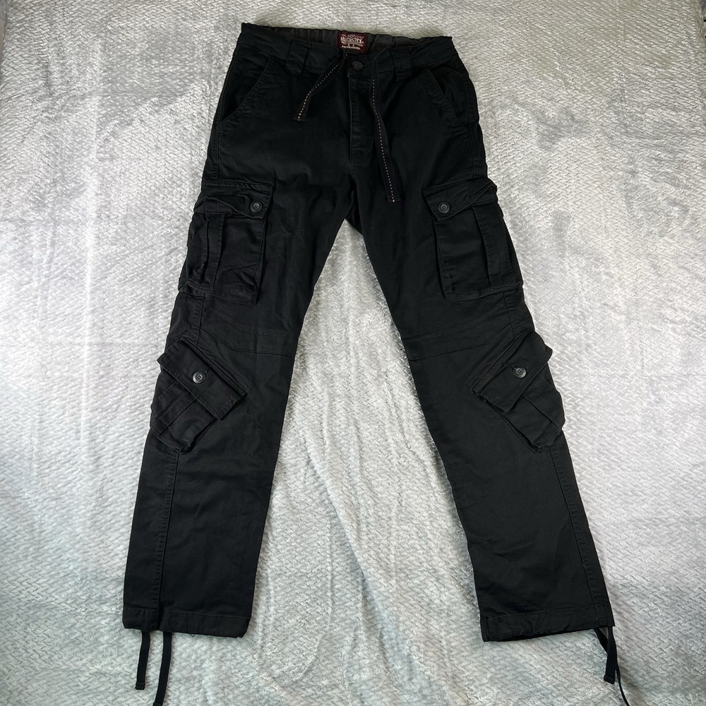 Matchstick Cargo Pants Black Military Streetwear Utility Tech Mens Size 30x32